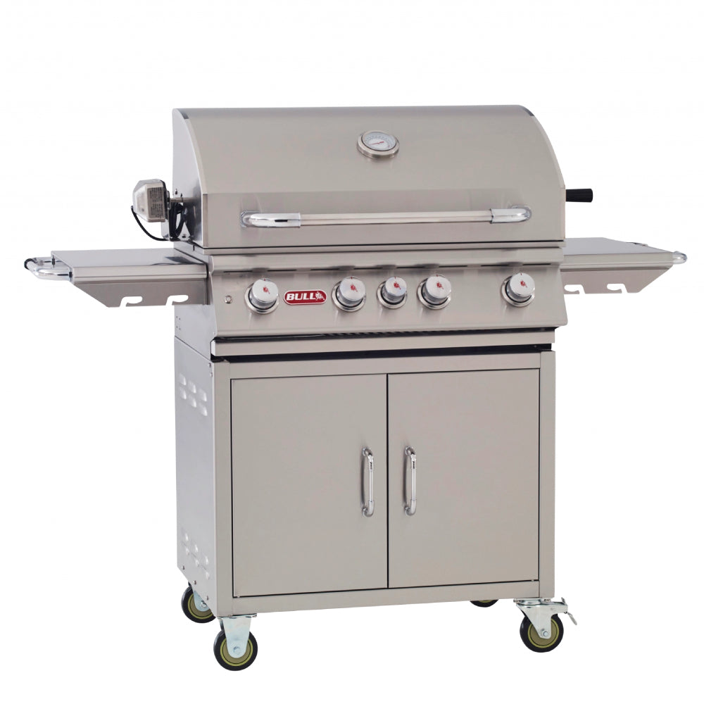 Angus Gas BBQ Grill Cart (4 Cast Stainless Steel & 1 Infrared Back Burners)