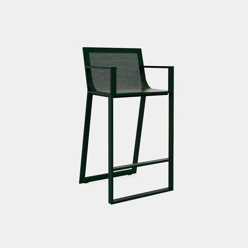 Blau High Stool with High Backrest and Arms