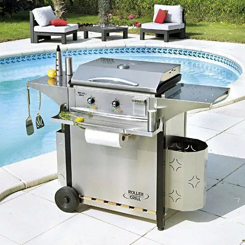 PL600E & CHPS600 Enameled and Electric Plancha BBQ Grill Cart