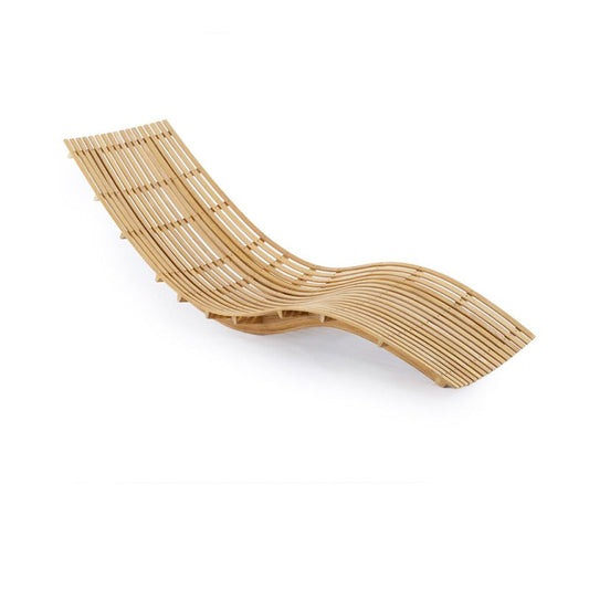 Swing stacking chaise longue in teak